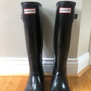 Tall black Hunter rain boots